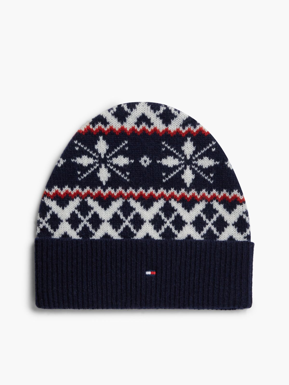 Wool Blend Fair Isle Beanie — Blue
