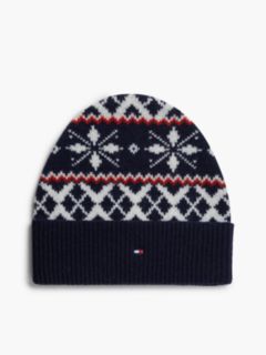 Wool Blend Fair Isle Beanie — Blue 1