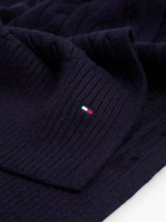 Lambswool Blend Cable Knit Scarf — Blue 2