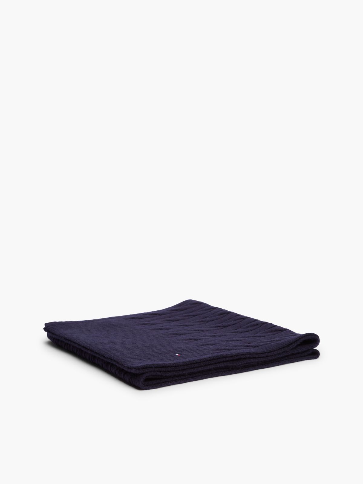 Lambswool Blend Cable Knit Scarf — Blue