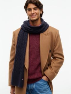 Lambswool Blend Cable Knit Scarf — Blue 4
