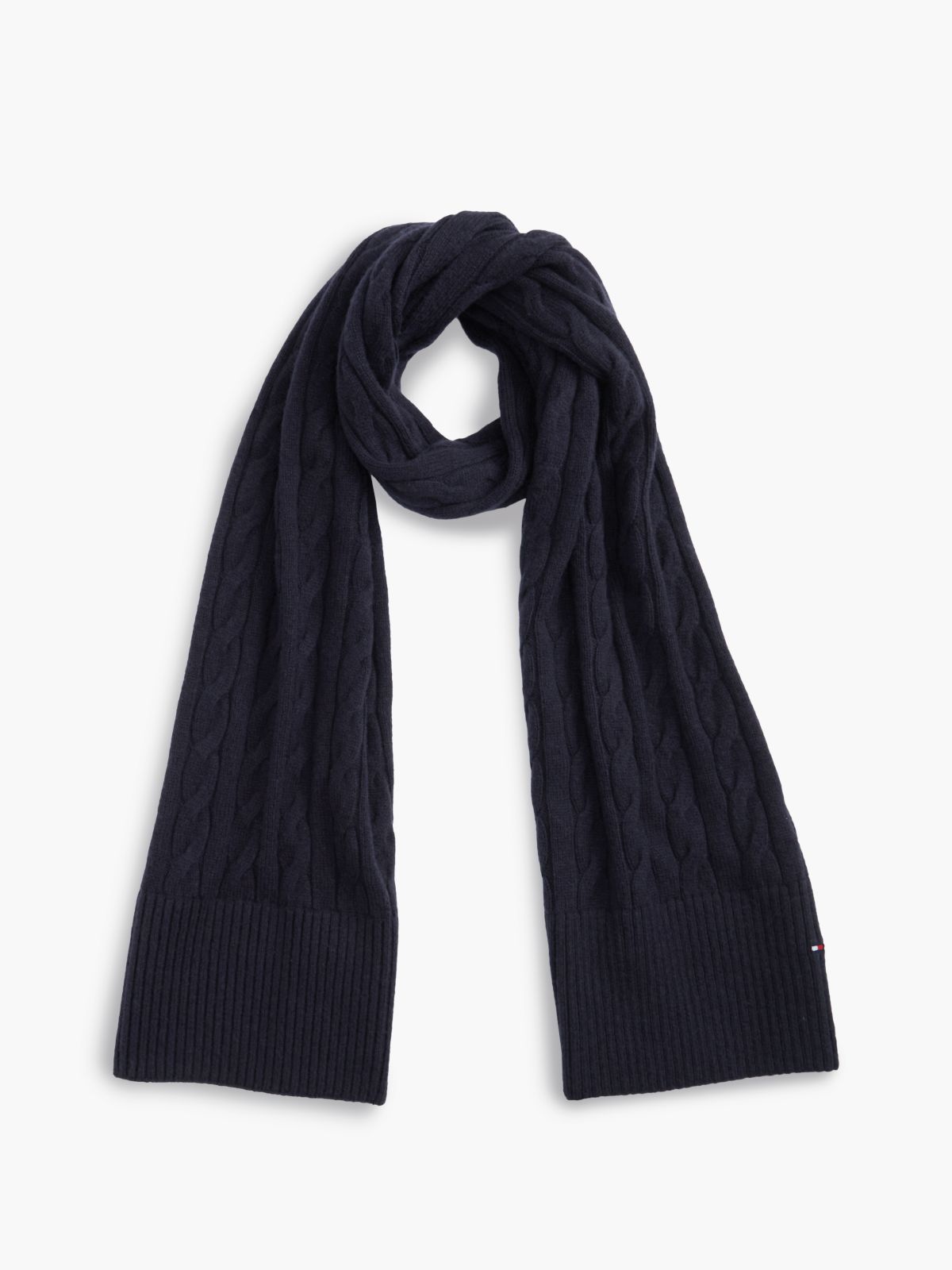 Lambswool Blend Cable Knit Scarf — Blue