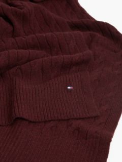 Lambswool Blend Cable Knit Scarf — Red 2