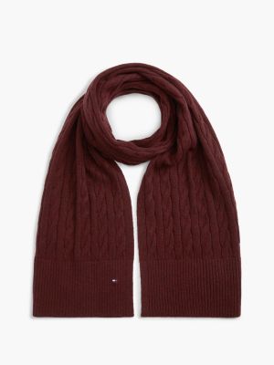 écharpe en maille torsadée avec laine d'agneau red pour hommes tommy hilfiger