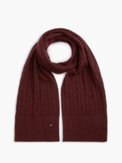 Lambswool Blend Cable Knit Scarf — Red 1