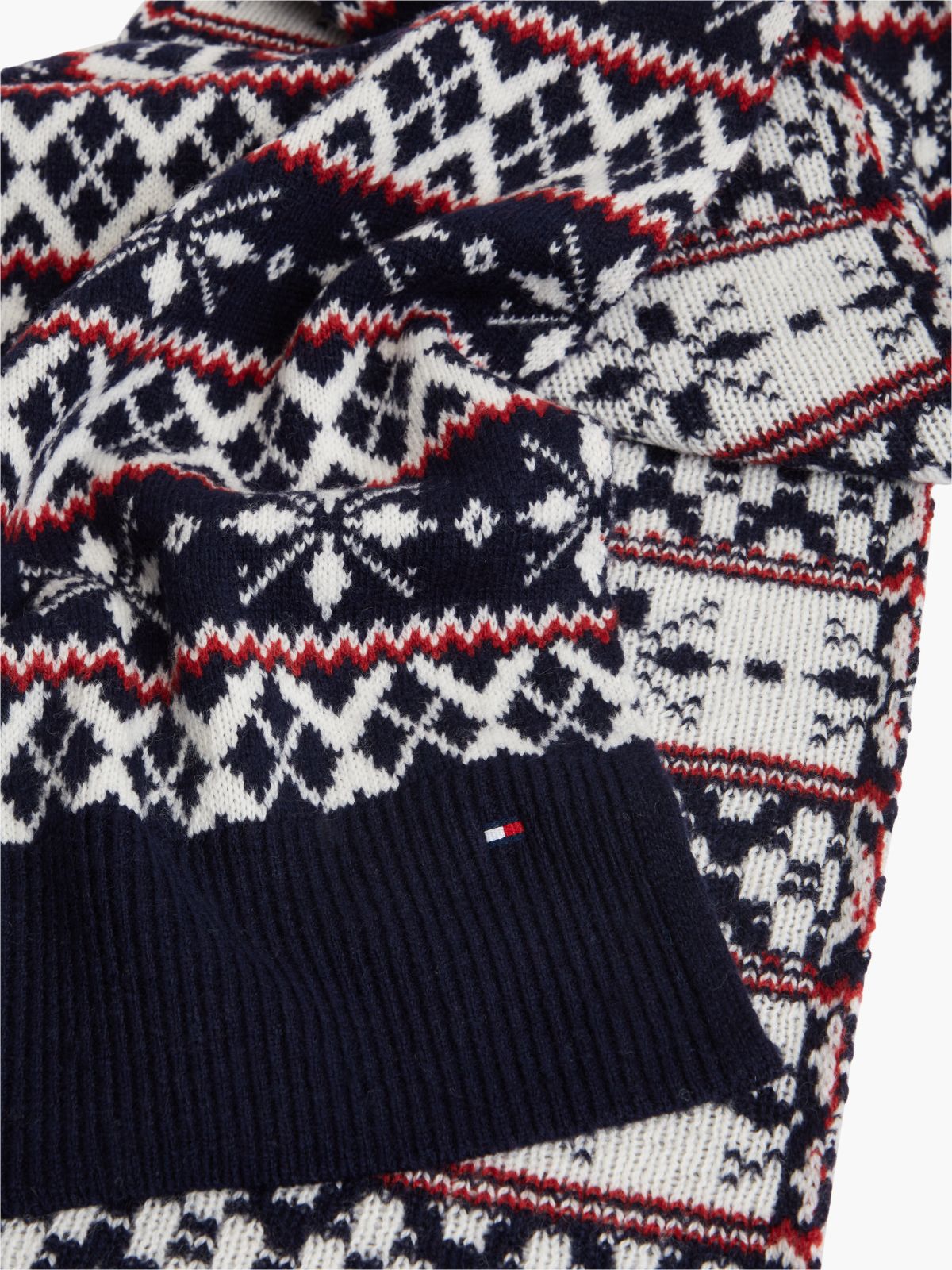 TH Flag Lambswool Blend Fair Isle Scarf — Blue