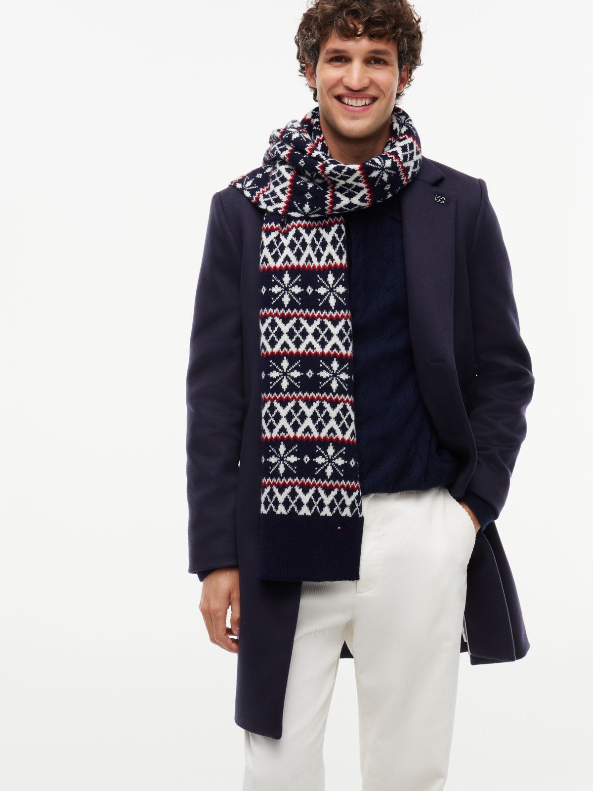 TH Flag Lambswool Blend Fair Isle Scarf — Blue