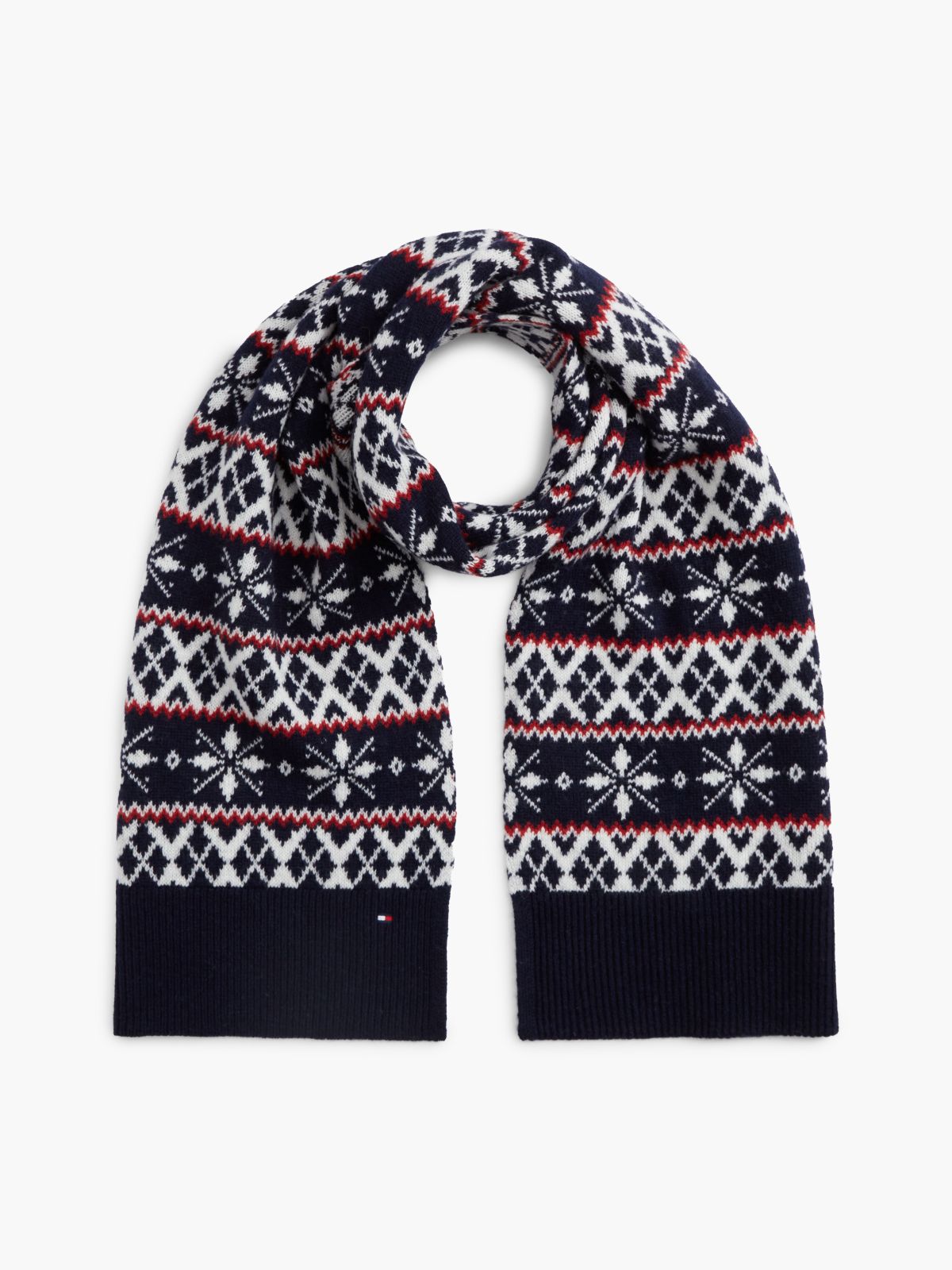 TH Flag Lambswool Blend Fair Isle Scarf — Blue
