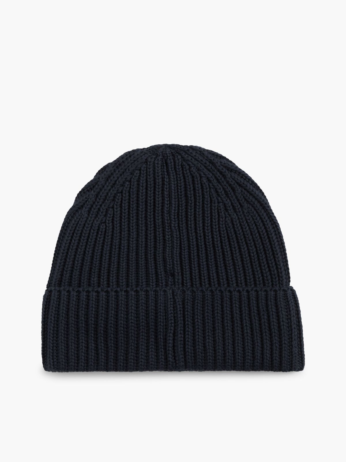 Linear Logo Rib-Knit Beanie — Blue