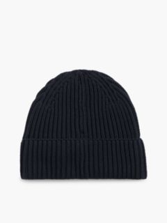 Linear Logo Rib-Knit Beanie — Blue 2