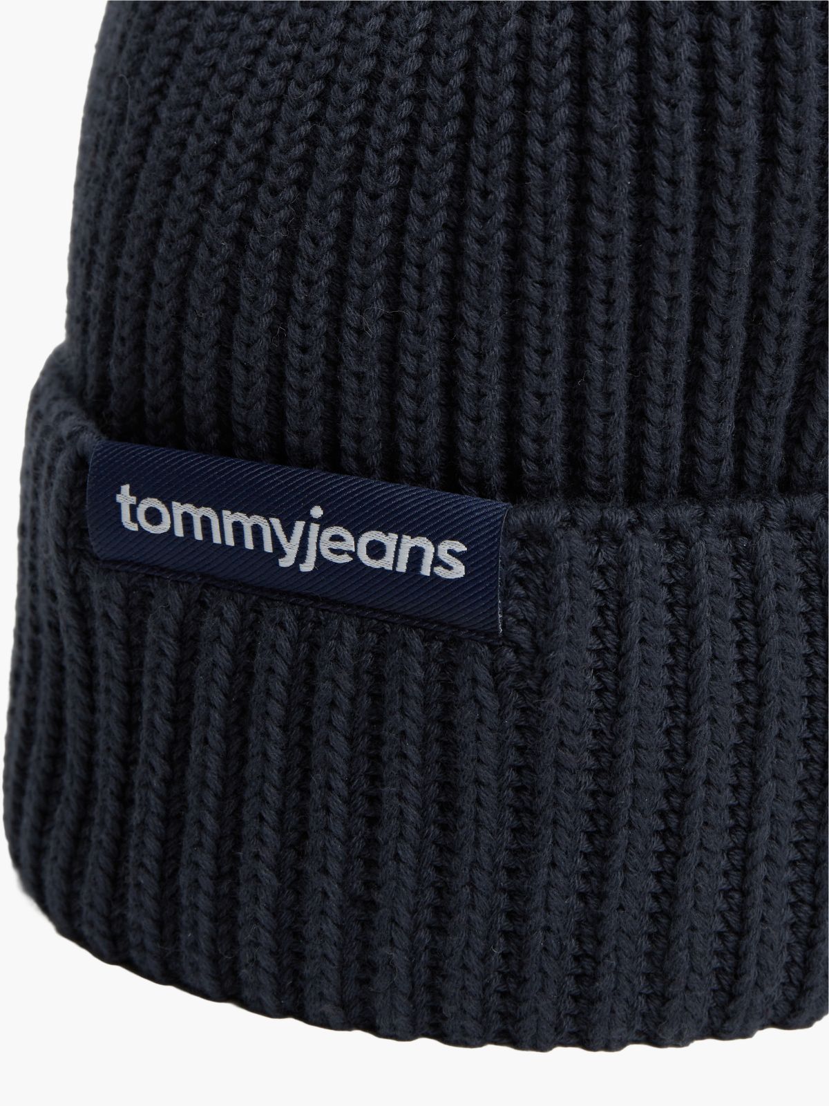 Linear Logo Rib-Knit Beanie — Blue