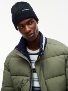 Linear Logo Rib-Knit Beanie — Blue 4