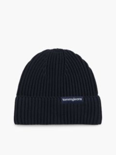 Linear Logo Rib-Knit Beanie — Blue 1