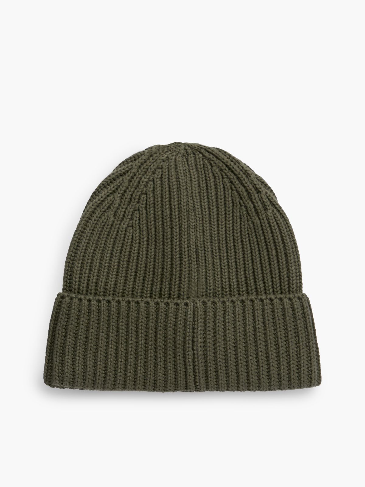 Linear Logo Rib-Knit Beanie — Green
