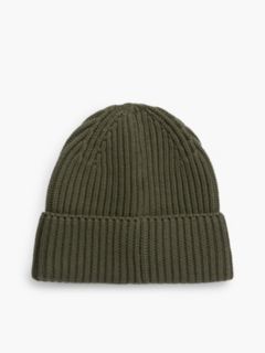 Linear Logo Rib-Knit Beanie — Green 2