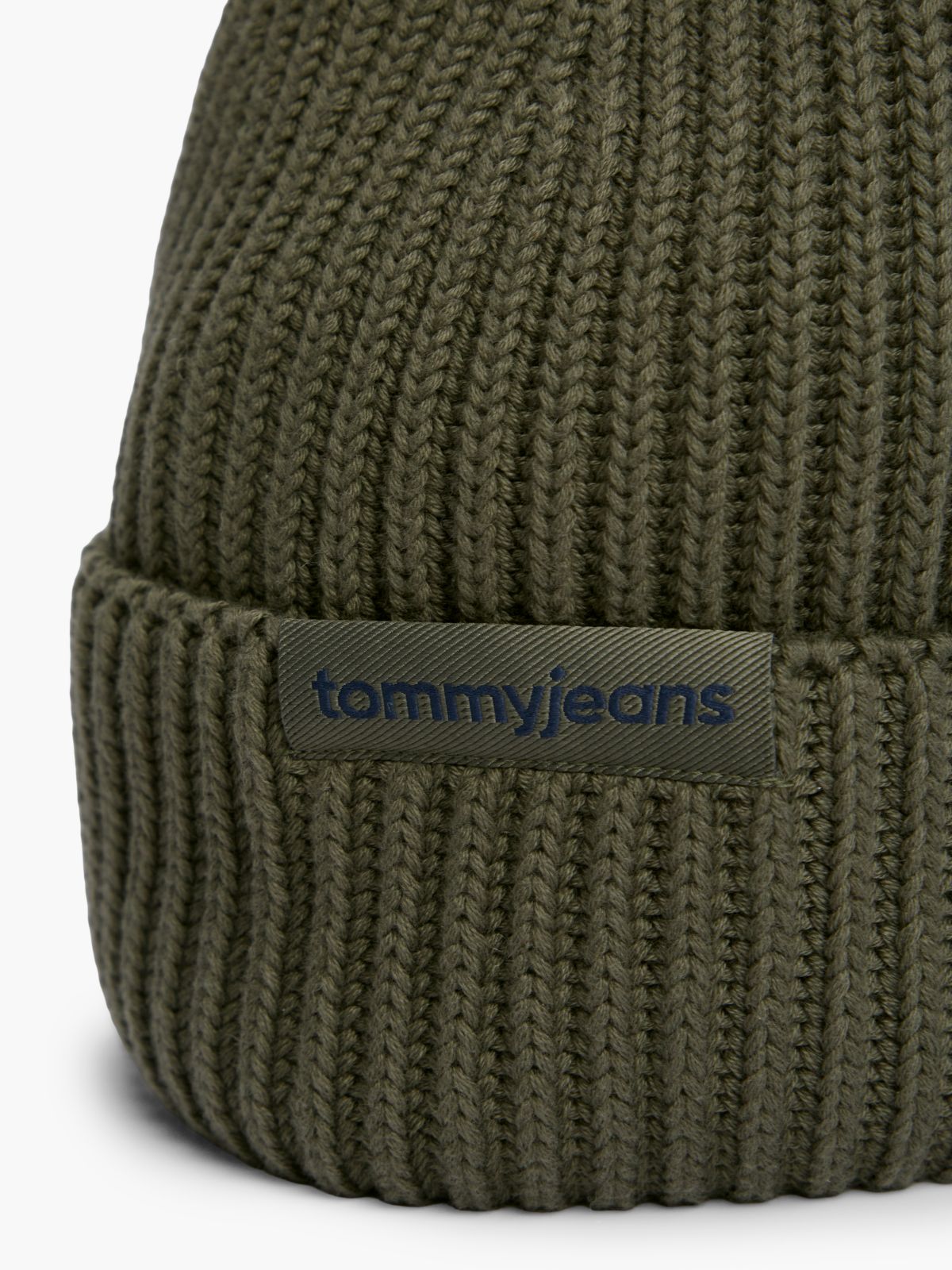 Linear Logo Rib-Knit Beanie — Green