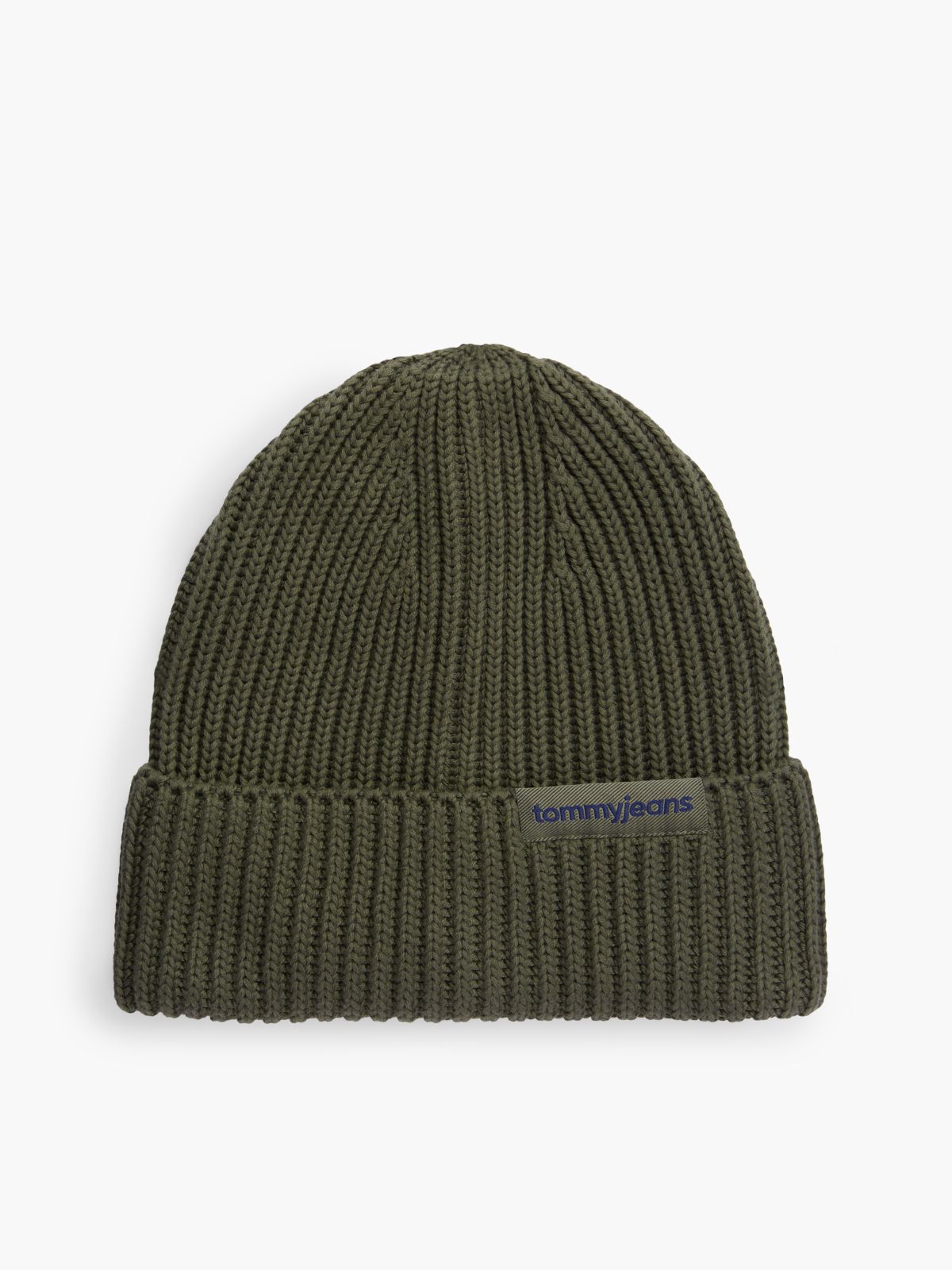 Linear Logo Rib-Knit Beanie — Green