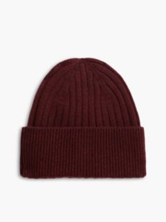 Lambswool Blend Crest Rib-Knit Beanie — Red 2