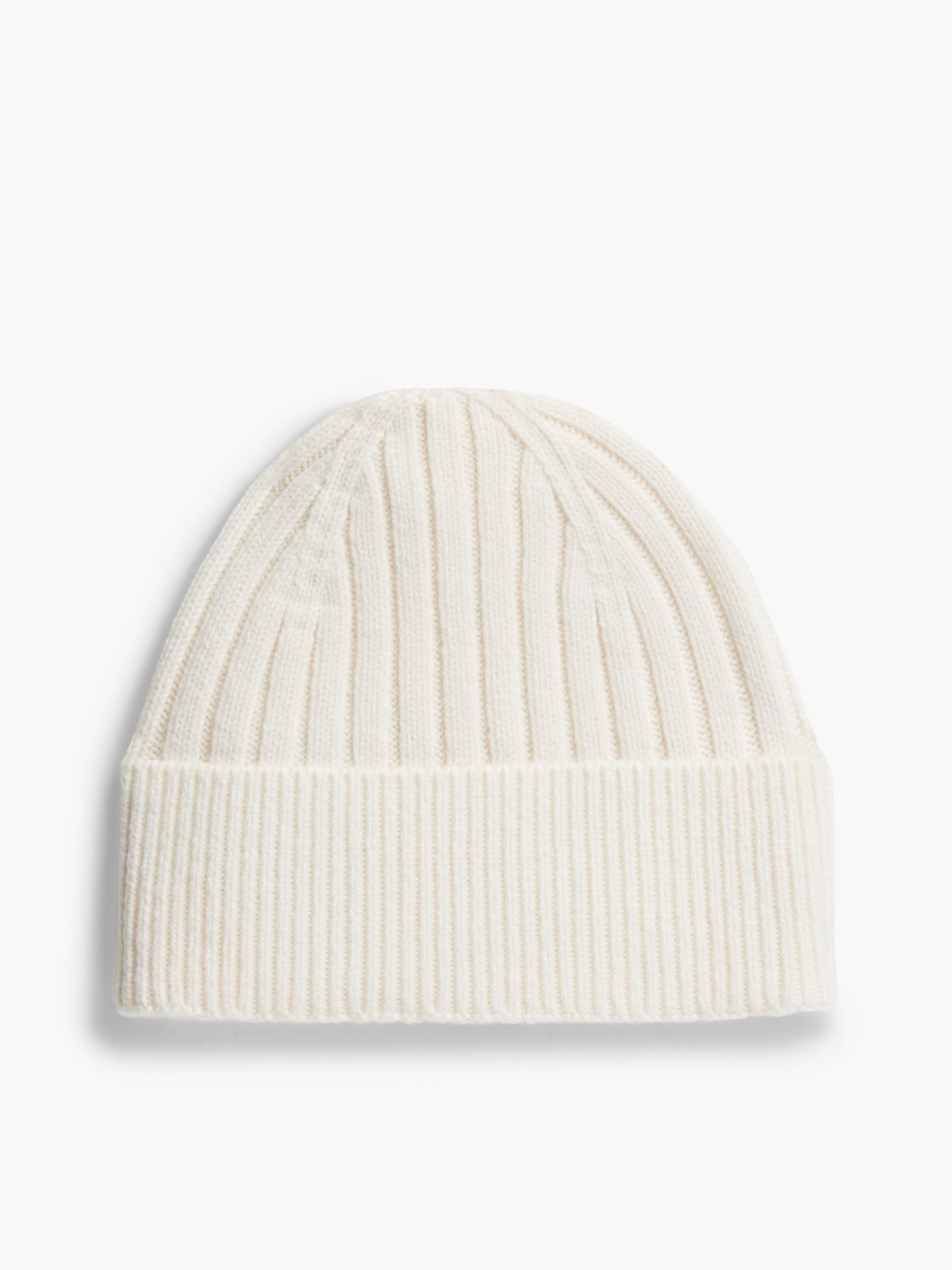 Lambswool Blend Crest Rib-Knit Beanie — Yellow
