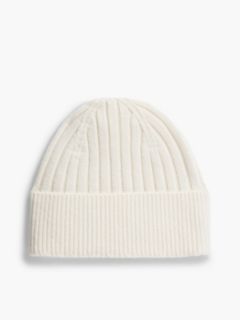 Lambswool Blend Crest Rib-Knit Beanie — Yellow 2