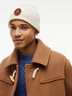 Lambswool Blend Crest Rib-Knit Beanie — Yellow 4