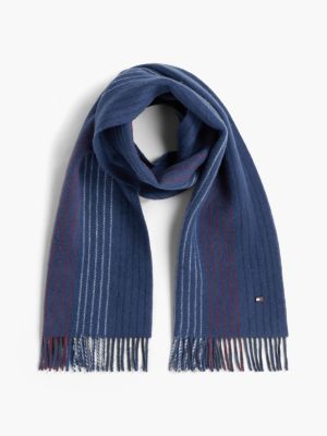 blue schal aus reiner wolle mit streifen für herren - tommy hilfiger