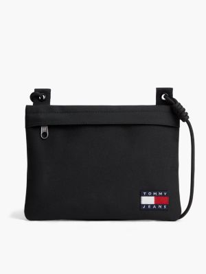 black essential logo crossbody sacoche bag for men tommy jeans