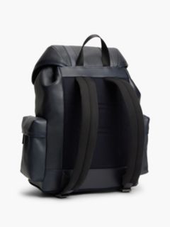 Leather Global Stripe Buckle Flap Backpack — Blue 3