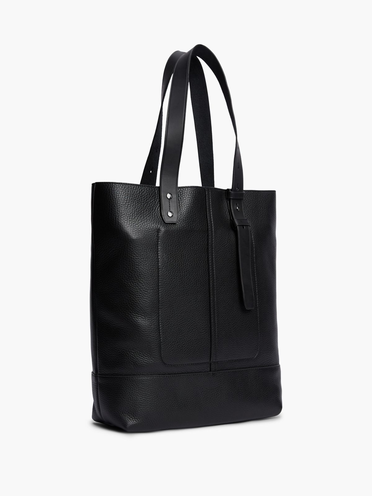 Logo Pebble Grain Leather Tote Bag — Black