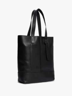 Logo Pebble Grain Leather Tote Bag — Black 3