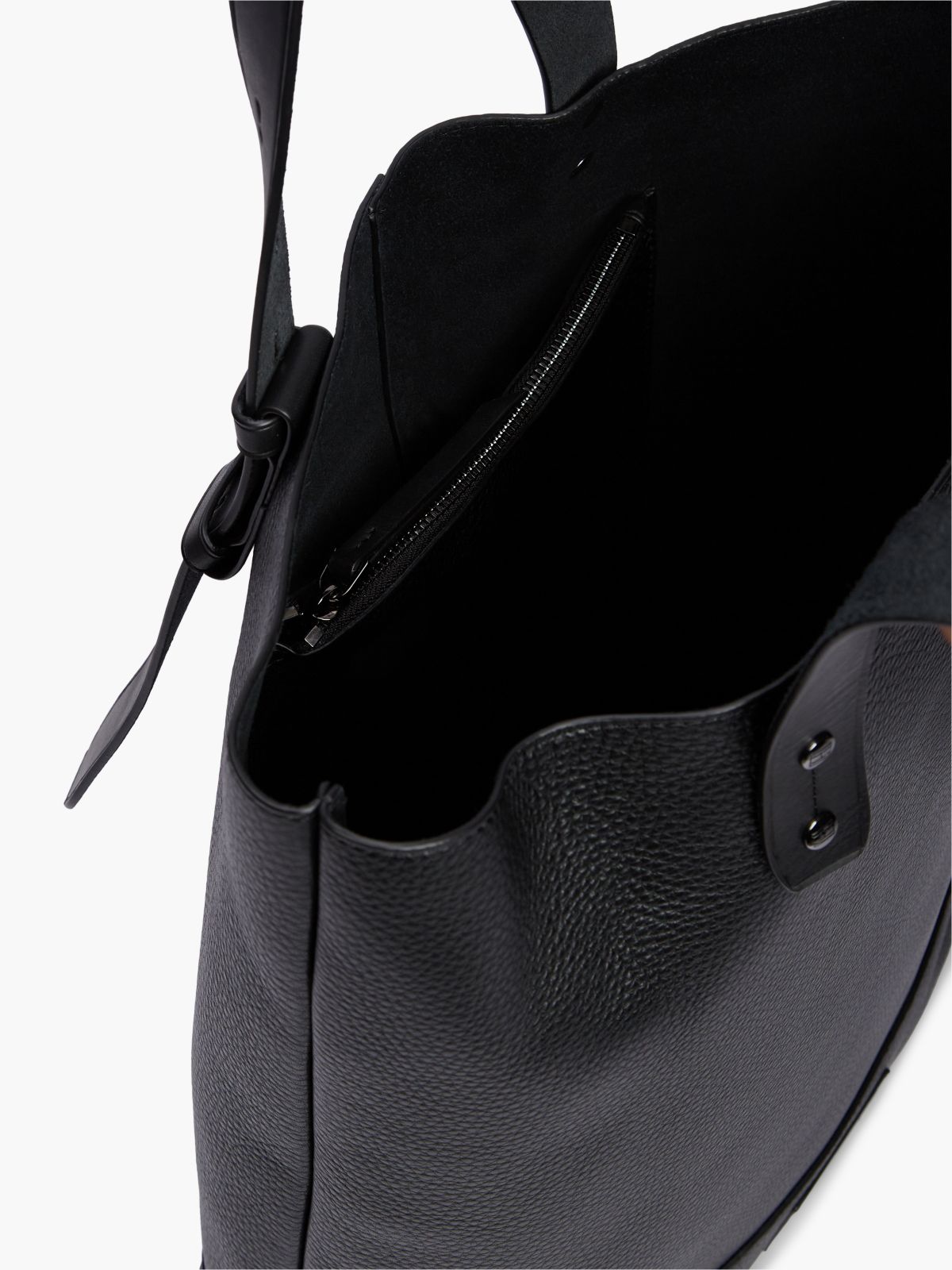 Logo Pebble Grain Leather Tote Bag — Black