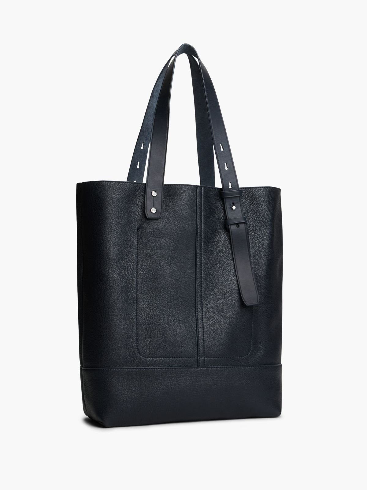 Logo Pebble Grain Leather Tote Bag — Blue