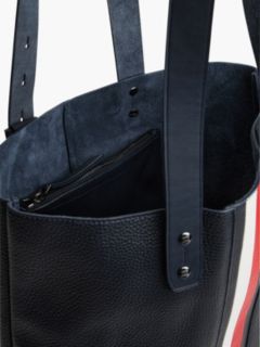 Logo Pebble Grain Leather Tote Bag — Blue 5