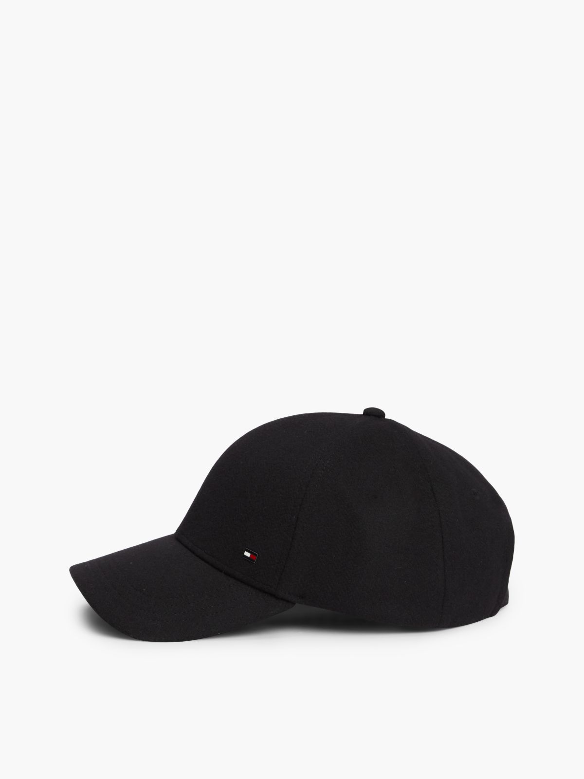 Wool Blend Six-Panel Cap — Black