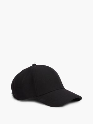 black wool blend six-panel cap for men tommy hilfiger