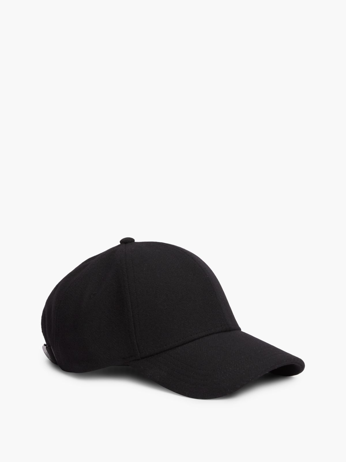 Wool Blend Six-Panel Cap — Black