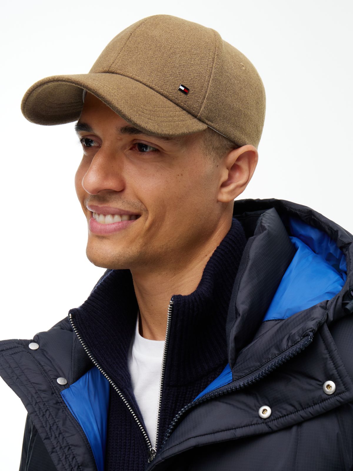 Wool Blend Six-Panel Cap — Brown