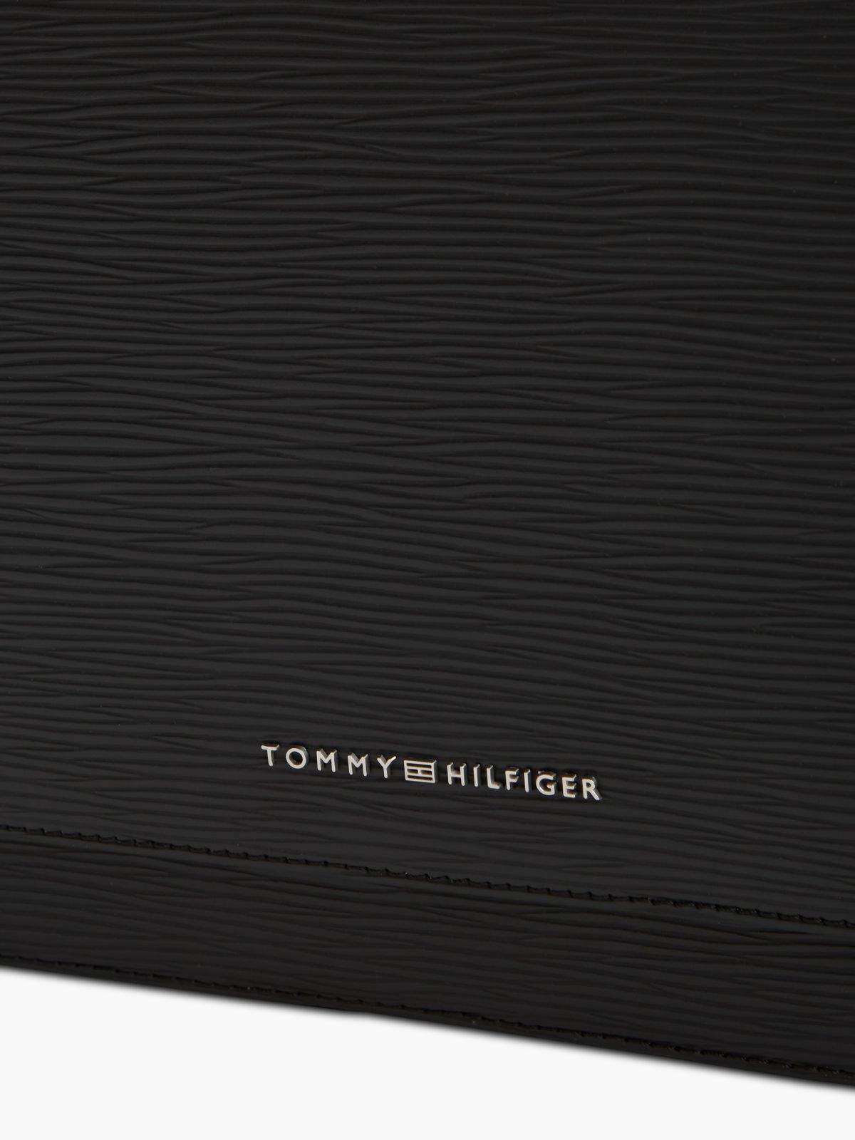 TH Business Textured Crossbody Messenger Bag — Black