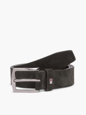 cinturón denton de ante con hebilla cuadrada brown de hombres tommy hilfiger