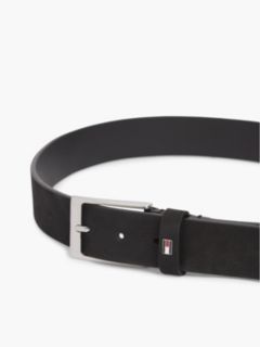 Leather Enamel Flag Rectangular Buckle Belt — Black 2