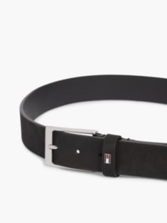 Leather Enamel Flag Rectangular Buckle Belt — Black 4