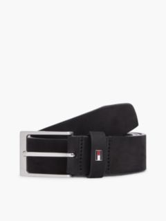 Leather Enamel Flag Rectangular Buckle Belt — Black 1