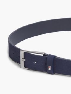 Leather Enamel Flag Rectangular Buckle Belt — Blue 4