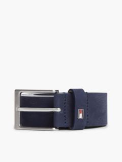 Leather Enamel Flag Rectangular Buckle Belt — Blue 5