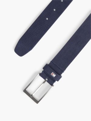 ceinture en cuir à boucle rectangulaire blue pour hommes tommy hilfiger