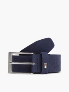 Leather Enamel Flag Rectangular Buckle Belt — Blue 1