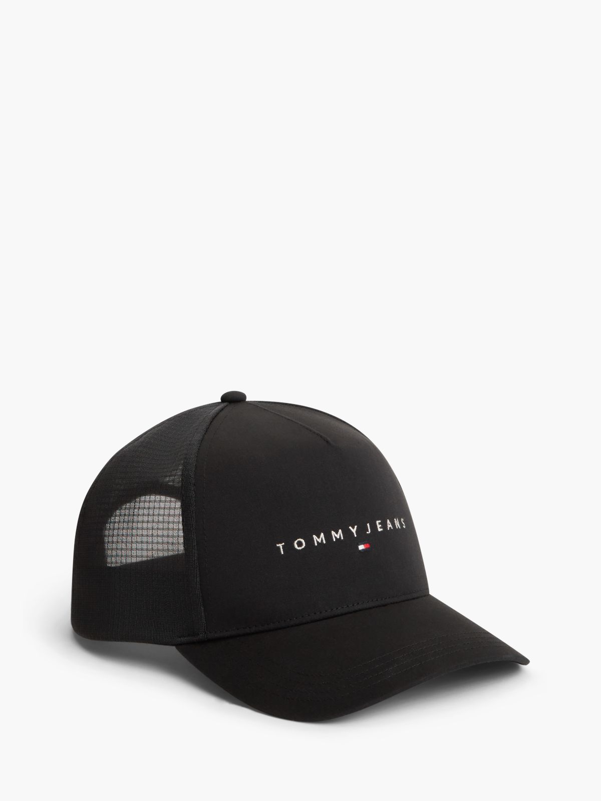 Linear Logo Lightweight Twill Trucker Cap — Black