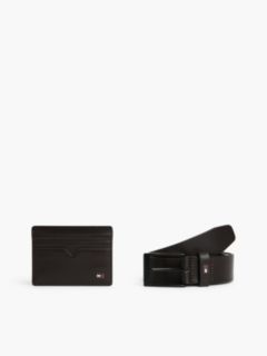 Leather Credit Card Holder And Belt Gift Set — Brown 2