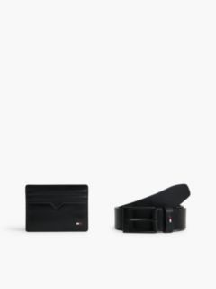 Leather Credit Card Holder And Belt Gift Set — Black 2
