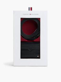 Leather Credit Card Holder And Belt Gift Set — Black 1